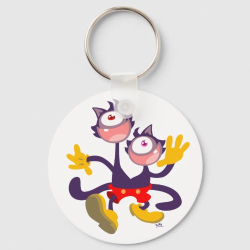 Monocular Cats in Tandem Walk keychain