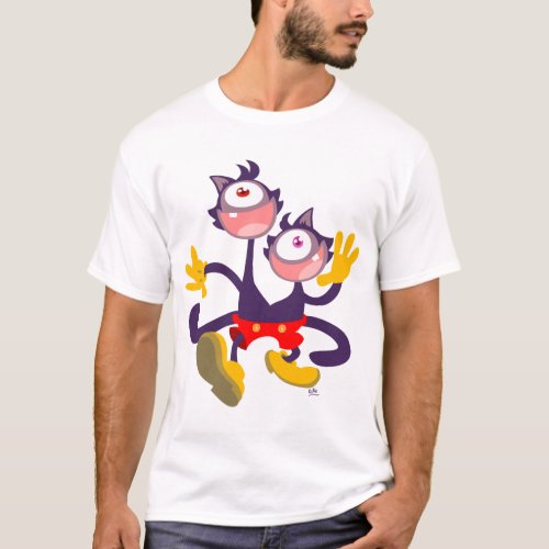 Monocular Cats in Tandem Walk T_shirt