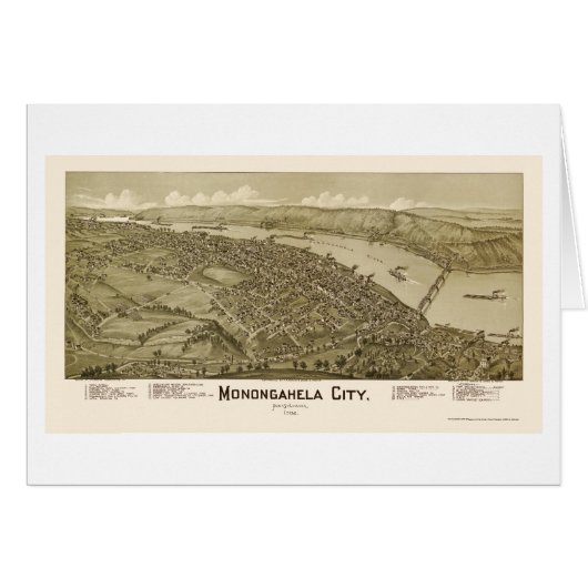 Monogahela City, PA Panoramic Map - 1902 Cards (Front Horizontal)