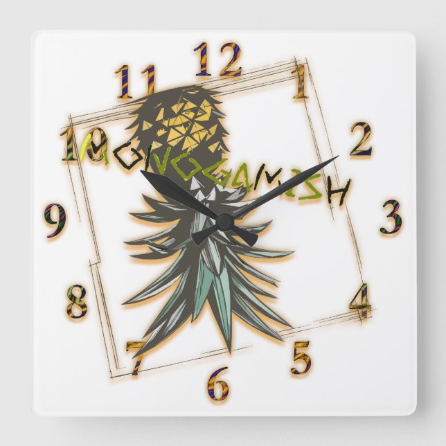 Monogamish party upside-down pineapple square wall clock (Front)