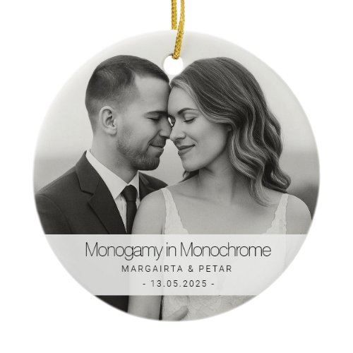 Monogamy in Monochrome – Funny Black-and-White  Ceramic Ornament