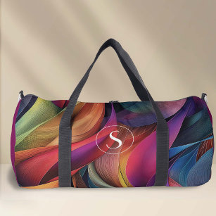 Monoggramed bold colorful abstract pattern    duffle bag