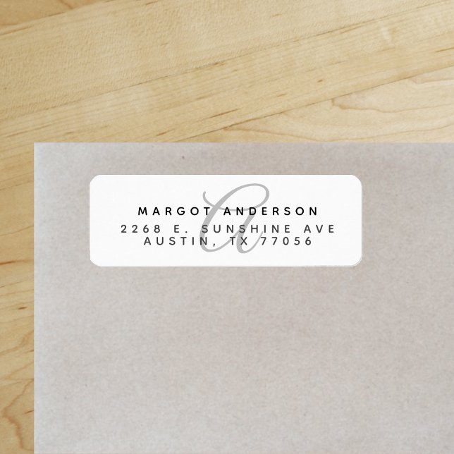 Monogoram Chic | Stylish Script | Return Address Label ("Everyday is abundantly beautiful." 
Sincerely Best Wishes from Lucky Design World)