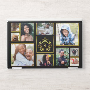 Monogram 10 Photo Collage Royal Crown Gold Laurel HP Laptop Skin