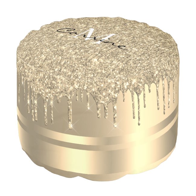 Monogram 14k Gold Glitter Drips Ottoman Pod Pouf