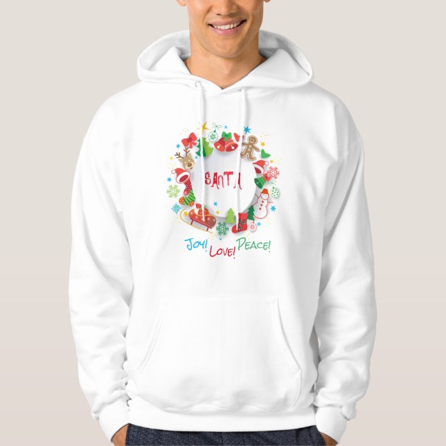Monogram 20XX Hello Winter Holiday Symbols Pattern Hoodie (Front)