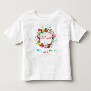 Monogram 20XX Hello Winter Holiday Symbols Pattern Toddler T-shirt