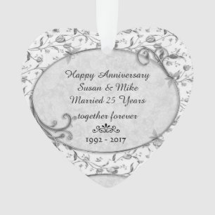 Monogram 25th Wedding Anniversar Keepsake Ornament
