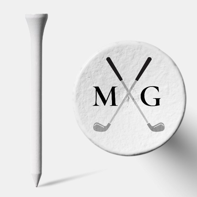 Monogram 2 Initials Golf Clubs Crossed Golf Tees (Combo)