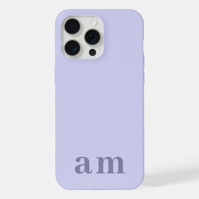 Monogram 2 Initials Heather Blue Minimalist iPhone Case (Back)