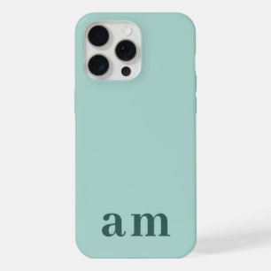 Monogram 2 Initials Teal & Sea Green Minimalist iPhone 15 Pro Max Case
