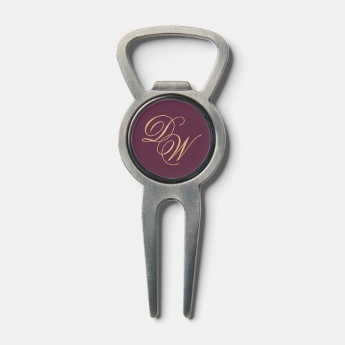 Monogram 2 Initials Wine Color Golden Calligraphy Divot Tool