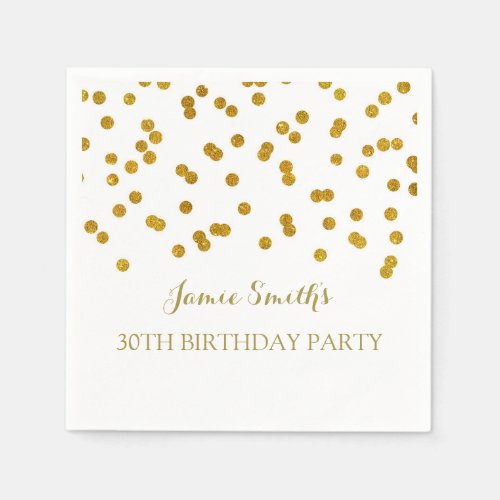 Monogram 30th Birthday Napkin Gold confetti