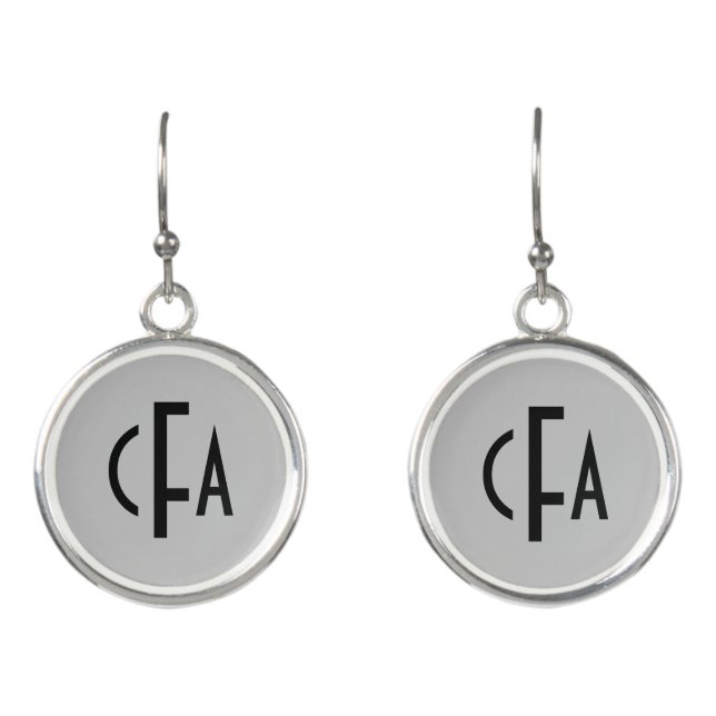 Monogram 3 initial block font dangle earrings (Front)