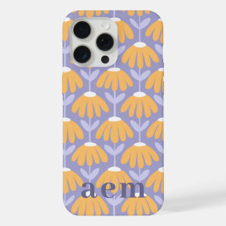 Monogram 3 Initials Heather Vintage Floral iPhone 15 Pro Max Case