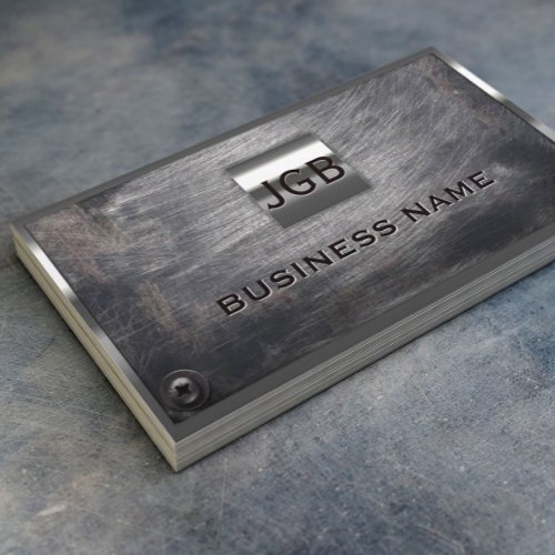 Monogram 3 Initials Professional Metal Framed Business Card
