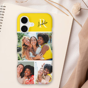Monogram 3 Photo Modern Script Yellow iPhone 17 Case
