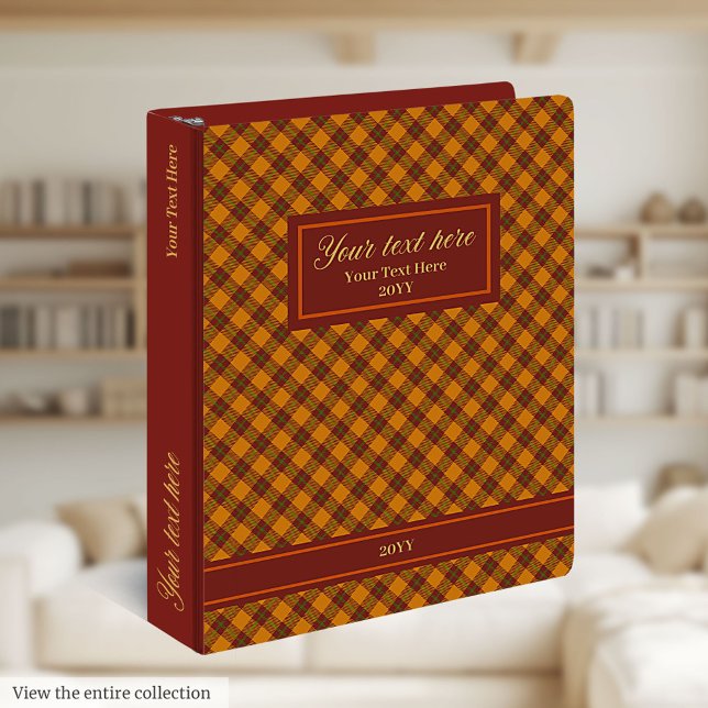 Monogram 3 Ring Binder Autumn Checkered Organizer (Monogram 3 Ring Binder Autumn Checkered Organizer)