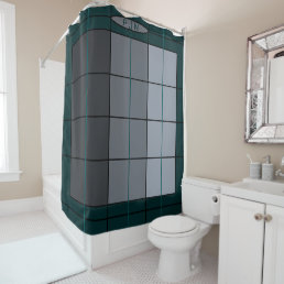 Monogram 3 Shades of Gray Shades Forest Green Shower Curtain