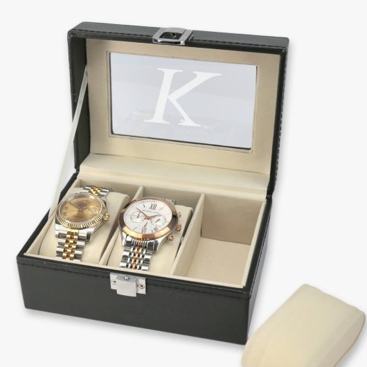 Monogram 3-Slot Leather Watch Case (Front Right)