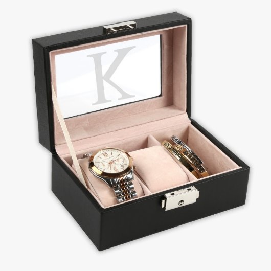 Monogram 3-Slot Leather Watch Case (Front Left)