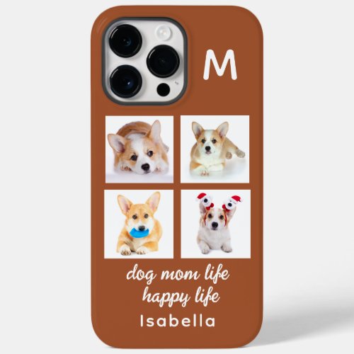 Monogram 4 Photo Collage  Dog Mom Life Happy Life Case_Mate iPhone 14 Pro Max Case