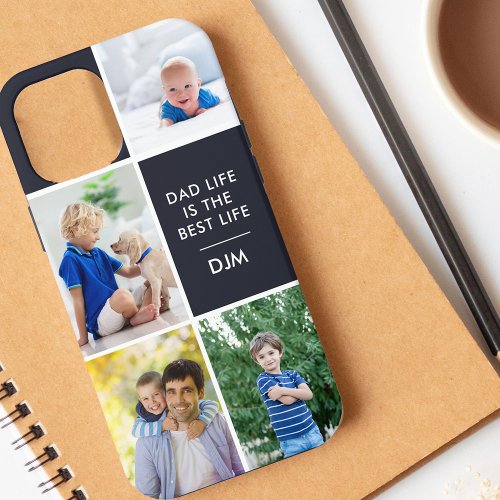 Monogram 4 Photo Dad Life is the Best Life Navy iPhone 12 Pro Max Case