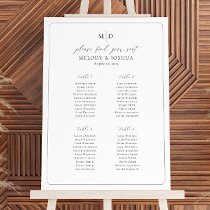 Monogram 4 Tables Find Your Seat Seating Chart