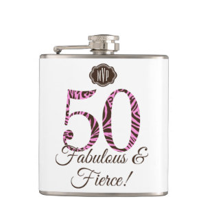 Monogram 50th Birthday Fabulous & Fierce Flask