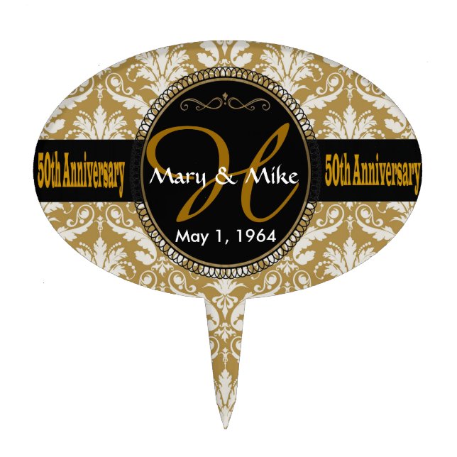 Monogram 50th Wedding Anniversary Cake Toppers (Front)