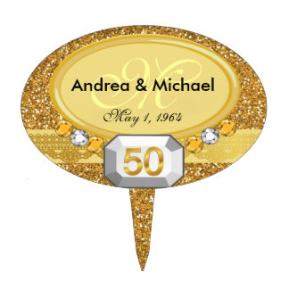Monogram 50th Wedding Anniversary Cake Toppers
