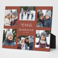 Monogram 6 photo collage family name terracotta