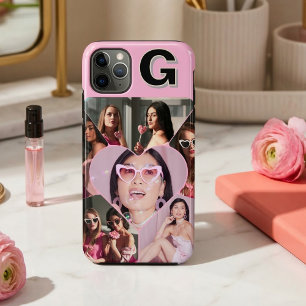 Monogram 6-Photo Collage Teal iPhone Case