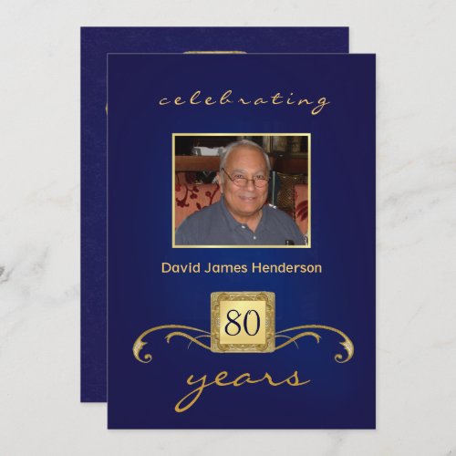 Monogram 80th Birthday Party Invitations Photo