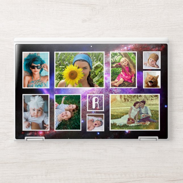 Monogram 9 Photo Collage Galaxy Cosmic Outer Space HP Laptop Skin (Front)