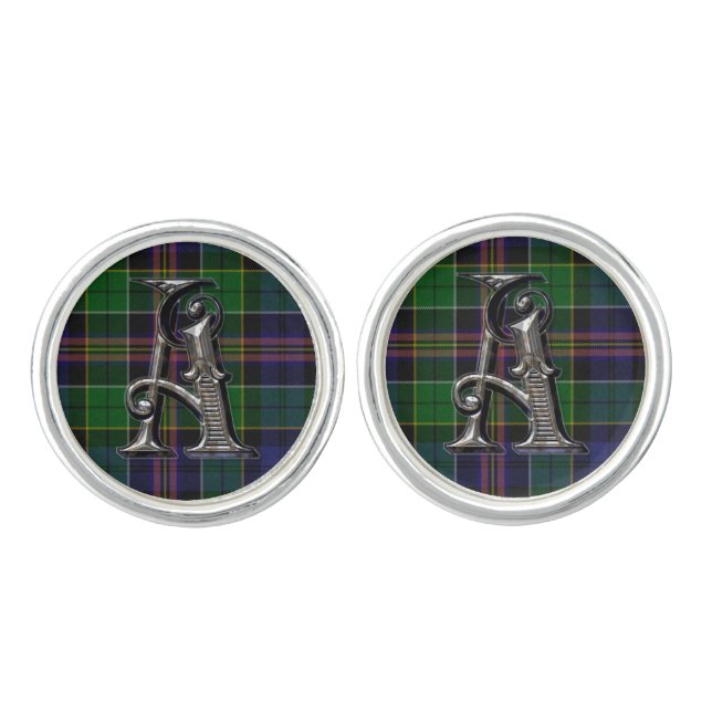 Monogram A Allison Plaid Cuff Links (Front)