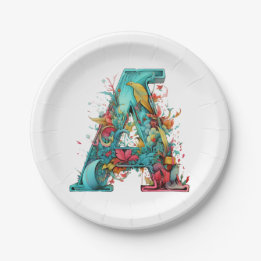 Monogram A Allure Paper Plates