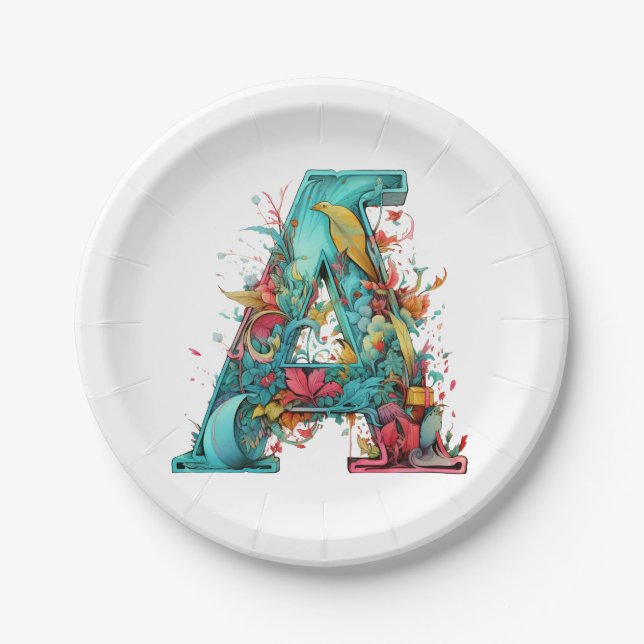 Monogram A Allure Paper Plates (Front)