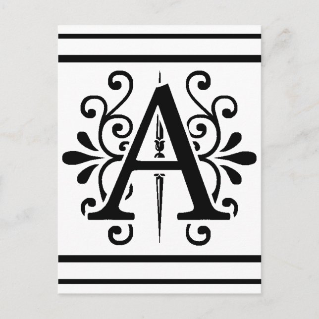 MONOGRAM A BLACK POSTCARD (Front)