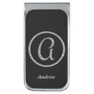 Monogram A bling ring money clip