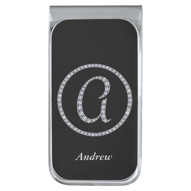 Monogram A bling ring money clip (Front Vertical)