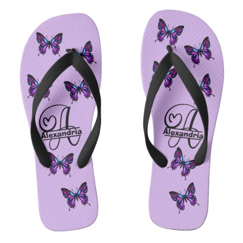 Monogram A Butterfly Flip_Flops _ Customize Name Flip Flops