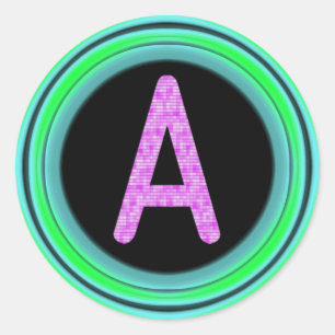Monogram "A" Classic Round Sticker