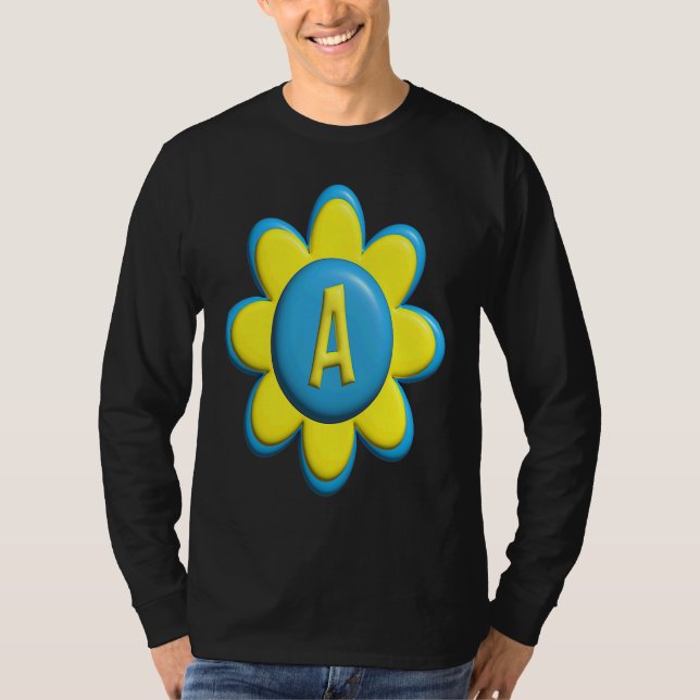 Monogram A  Colorful Flower T-Shirt (Front)