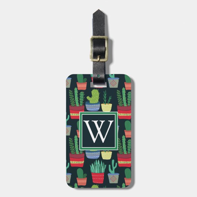 Monogram | A Crowd of Cactus Luggage Tag (Front Vertical)