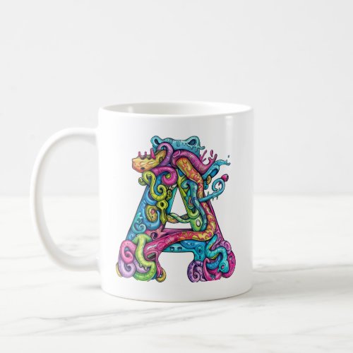 Monogram A Cute  Monstrous Coffee Mug