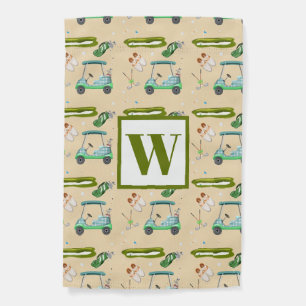 Monogram A Day Of Golfing Pattern Garden Flag