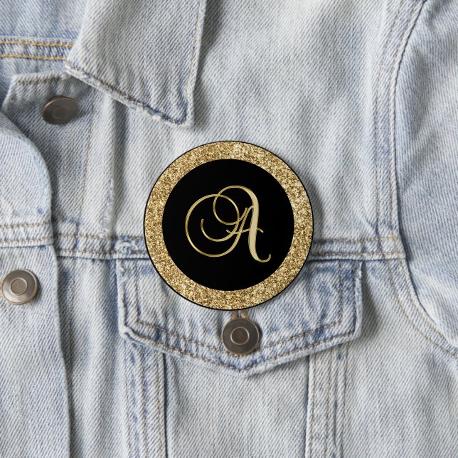 Monogram A, elegant golden script Button (In Situ)