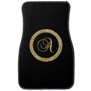 Monogram A, elegant golden script Car Floor Mat