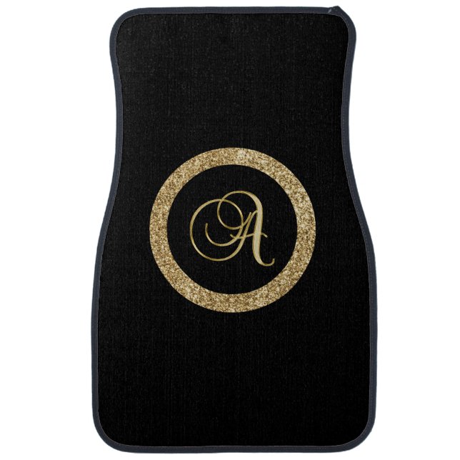 Monogram A, elegant golden script Car Floor Mat (Front)